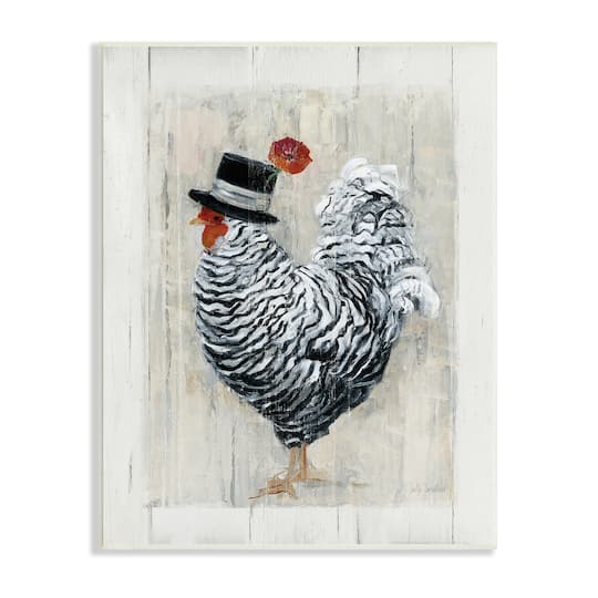 Stupell Industries Traditional Farm Chicken in Black Hat Chic Bird Wall Plaque